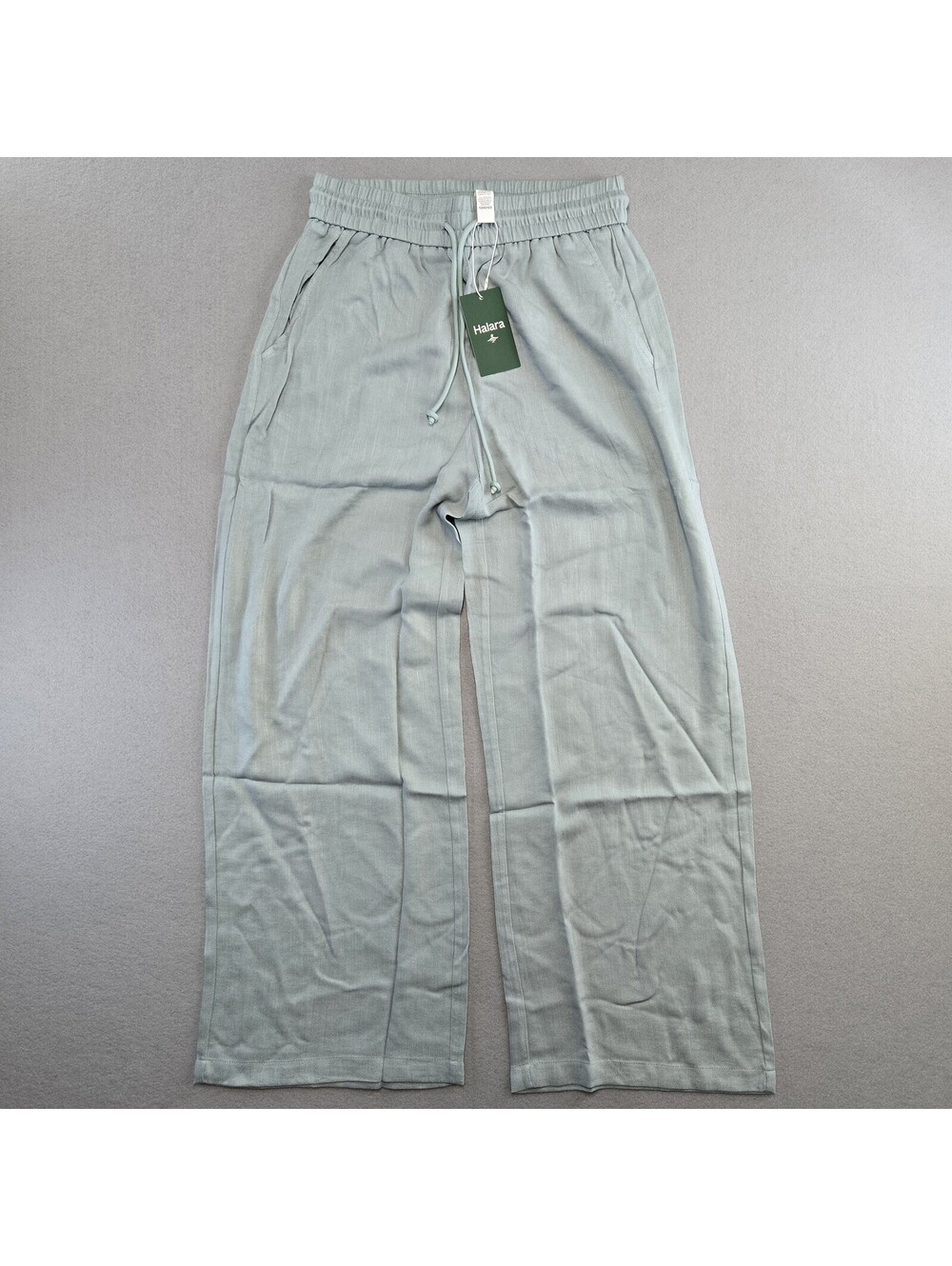 Halara Wide Leg Drawstring Pants Womens M Sage Green Viscose Blend Pull On NWT